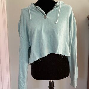 SO Cropped Light Aqua Half-Zip Hoodie